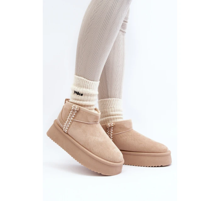 Sněhule na platformě s vzorem béžové Udra