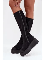 Dámské  Kolena Na Platformě A Klínu Černé model 21707958 - VINCEZA