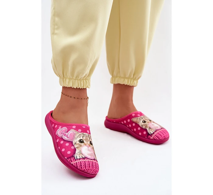 Dámské pantofle Kočka Růžové s Gumičkou Inblu EC000093