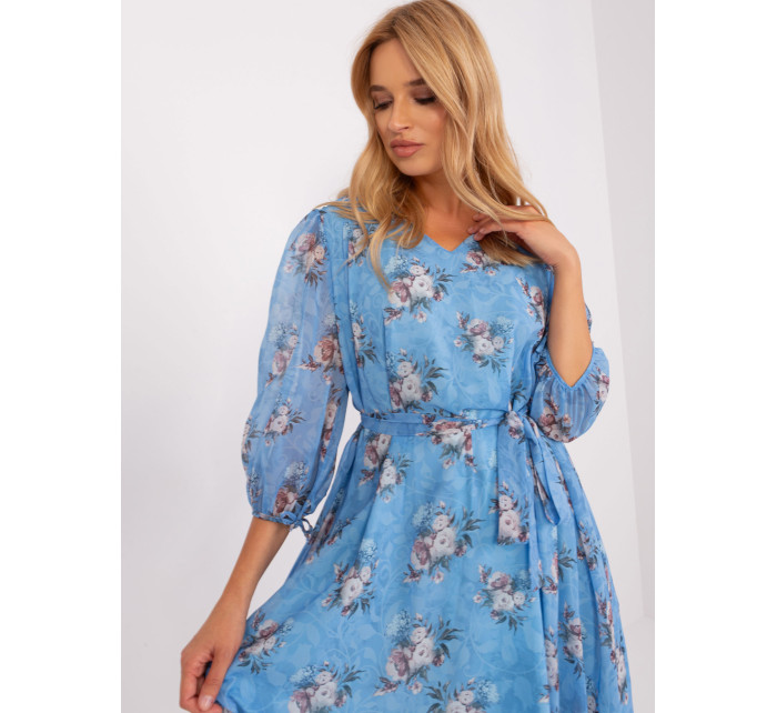 Modré oversize šaty s květinovým potiskem