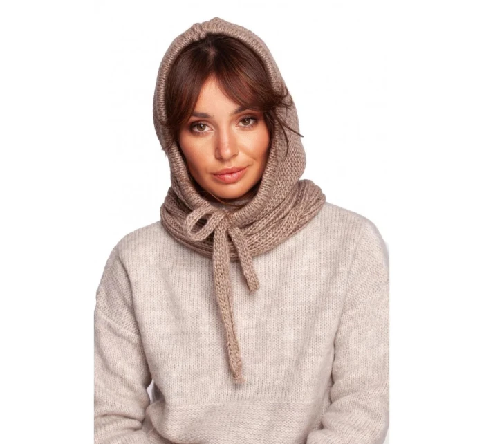 Dámská pletená kapuce model 21860815 béžová - BeWear Dámská pletená kapuce model 21860815 béžová - BeWear