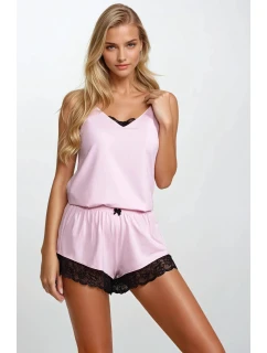 Dámské pyžamo Laura Světle růžová s černou - Momenti Per Me