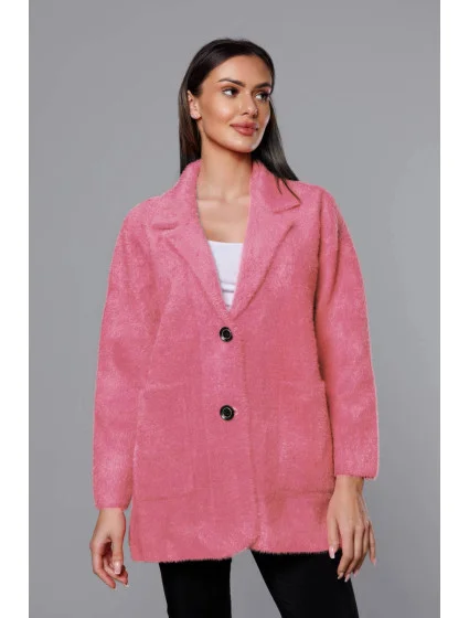 Krátký vlněný přehoz přes oblečení typu alpaka v lososové barvě model 18059153 - MADE IN ITALY