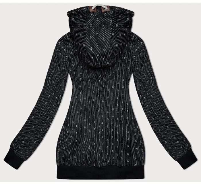 Černá dámská rozepínací mikina se stahovacími lemy (2306)