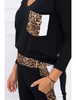 Sada s leopardím potiskem černá