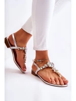 Dámské sandály žabky s kubickými zirkony stříbrne Solea Dámské sandály žabky s kubickými zirkony stříbrne Solea