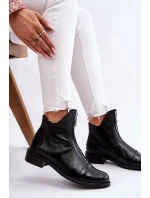 Kožené kozačky na zip Nicole 2785/037 Černá