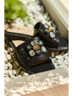 Dámské sandály s ozdobami S.Barski KV27-031 černé