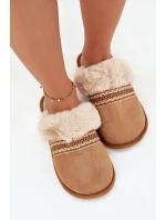 Dámské pantofle s kožešinou a výšivkou Camel Devianne Dámské pantofle s kožešinou a výšivkou Camel Devianne