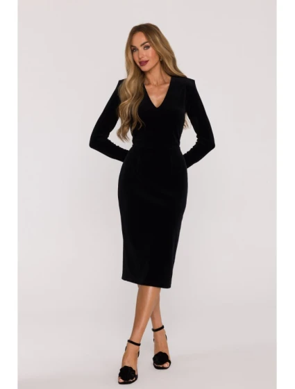 model 21479327 Sametové šaty na tělo černé - Moe model 21479327 Sametové šaty na tělo černé - Moe