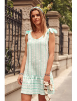 Letní šaty s mátovými proužky na ramenou