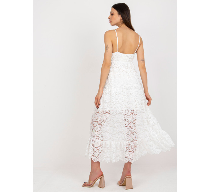 Bílé letní šaty s volánkem OCH BELLA
