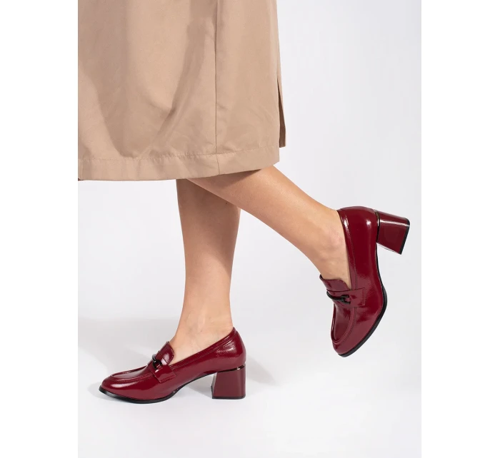 Módní dámské vínový polobotky na širokém podpatku Módní dámské vínový polobotky na širokém podpatku