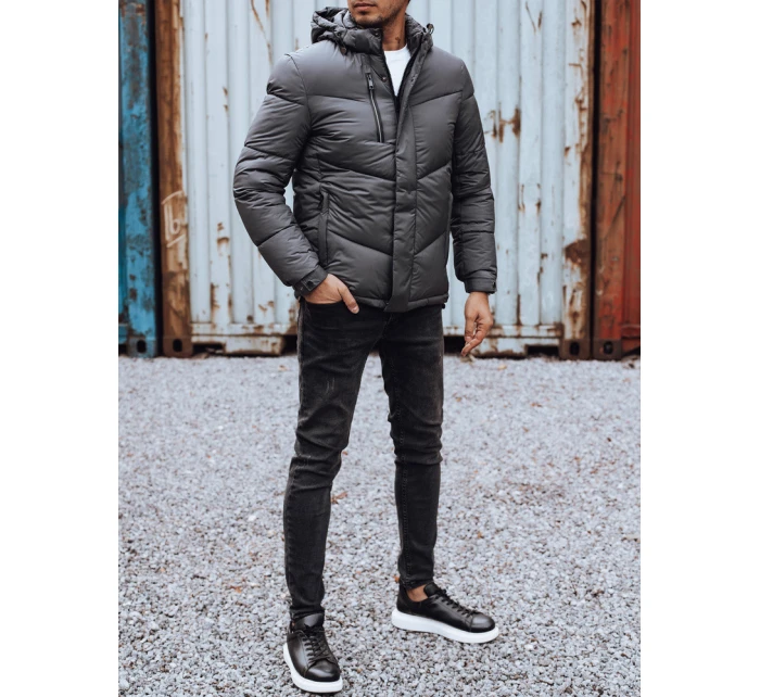 Pánská zimní bunda s odepínací kapucí šedá FashionStreet TX4834