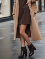 Dámské hnědé boty FashionStreet na podpatku ZY1315