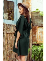 SOFIA - Tmavě zelené dámské motýlkové šaty 287-14