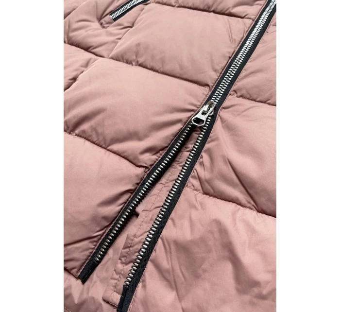 PIKOWANA DAMSKA KURTKA ZIMOWA Z KAPTUREM RÓŻ model 21242060 - Libland