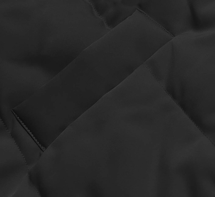 Černá-khaki dlouhá dámská oboustranná vesta (B8137-1)