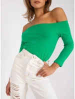 Zelená dámská bavlněná halenka s odhalenými rameny model 19660295 - Factory Price Zelená dámská bavlněná halenka s odhalenými rameny model 19660295 - Factory Price