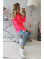 Tunika na zip s kapucí Oversize pink neon