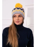 Dámská čepice Laila K283 tmavě šedá+žlutá Dámská čepice Laila K283 tmavě šedá+žlutá