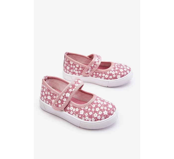 Dětské balerínky na suchý zip v potisku růžové Selah Dětské balerínky na suchý zip v potisku růžové Selah