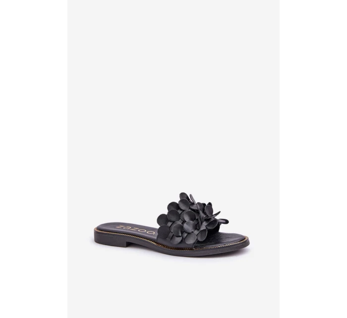 Zazoo 40381 Dámské Kožené Pantofle Na Plochém Podpatku Černé Zazoo 40381 Dámské Kožené Pantofle Na Plochém Podpatku Černé