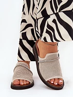 Dámské Klapky Na Klínu S Ozdobným Pásem Béžové Teriwes