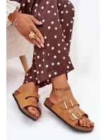 Dámské sandály na korkové platformě s přezkami Camel model 21704361 - Boto Dámské sandály na korkové platformě s přezkami Camel model 21704361 - Boto