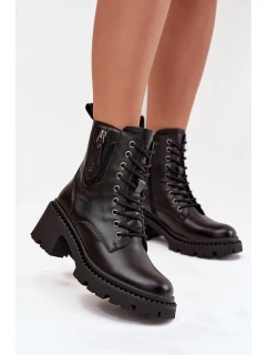 Kožené dámské kotníčkové boty na klínku vyhřívané Vinceza 86418 Černé