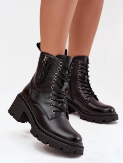 Kožené dámské kotníčkové boty na klínku vyhřívané Vinceza 86418 Černé