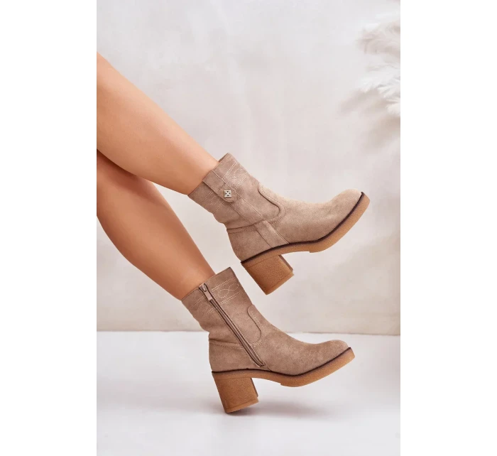 Zateplené Dámské Kotníkové Boty Na Podpatku Hnědé Vailia