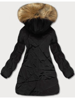 Černo-hnědá dámská prošívaná zimní bunda (M-21015)