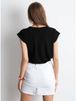 Černé bavlněné dámské tričko tshirt s  Feel Good model 19552543 - Factory Price