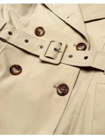 Płaszcz damski typu trencz z paskiem Goodlookin jasny beżowy (KK60417-3#)