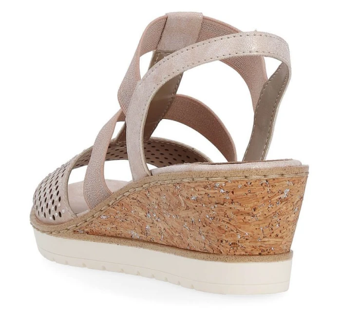 Pohodlné sandály na podpatku W rose gold model 19730112 - Rieker Pohodlné sandály na podpatku W rose gold model 19730112 - Rieker