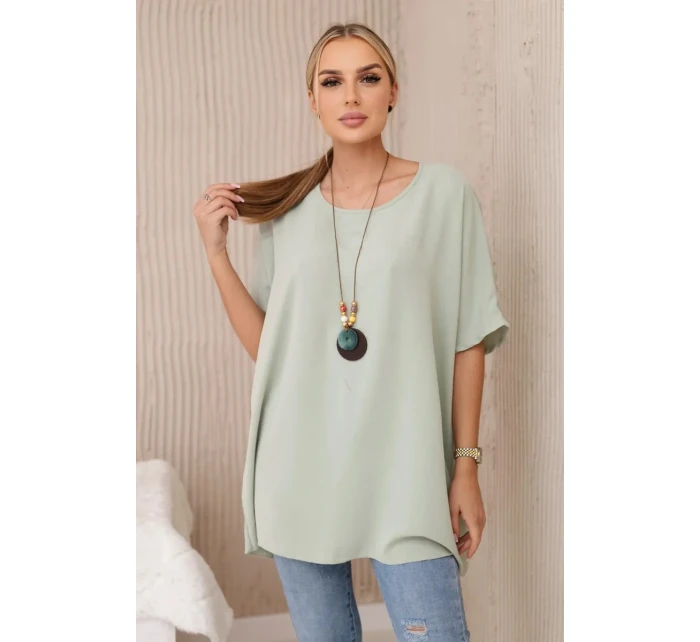 Oversized halenka s přívěskem světlá máta Oversized halenka s přívěskem světlá máta