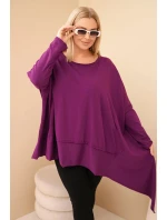 Dámská tunika Plus Size z bavlny s asymetrickým spodním lemem tmavě fialová Dámská tunika Plus Size z bavlny s asymetrickým spodním lemem tmavě fialová