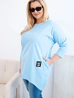 Dámská blůza Plus Size s delším zadním dílem a dlouhým rukávem modrá