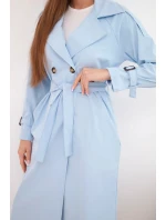 Dámský kabát v pase s límcem modrý