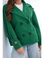 Dámská krátká dvouřadová bunda s límcem zelená