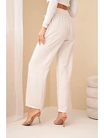 Kalhoty z viskózy se širokými nohavicemi béžové