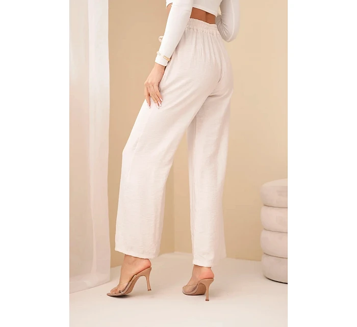 Kalhoty z viskózy se širokými nohavicemi béžové
