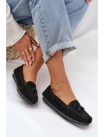 Dámské Ploché Klasické Semišové Mokasíny model 21686077 Černé - S.Barski