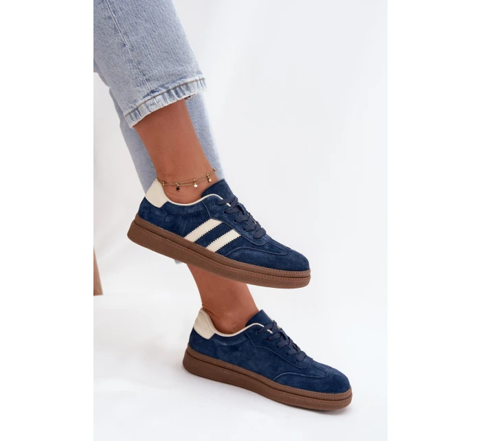 Dámské semišové tenisky na platformě tmavě modré Sylviona