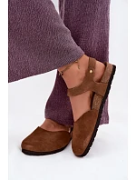 Kožené Semišové Dámské Sandály S Uzavřenými Prsty Maciejka H7365-02 Hnědé