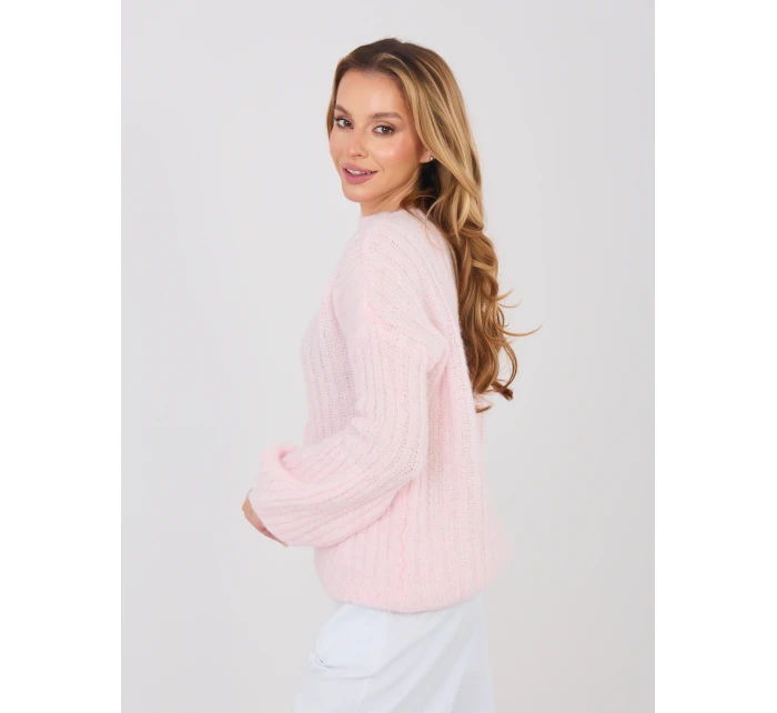 Sweter MI SW model 21954183 jasny różowy - FPrice Sweter MI SW model 21954183 jasny różowy - FPrice