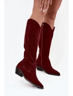 Dámské zateplené kozačky kovbojky Zazoo – bordó