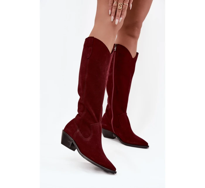 Dámské zateplené kozačky kovbojky Zazoo – bordó