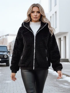 Dámská kožešinová bunda s kapucí černá FashionStreet TY5271